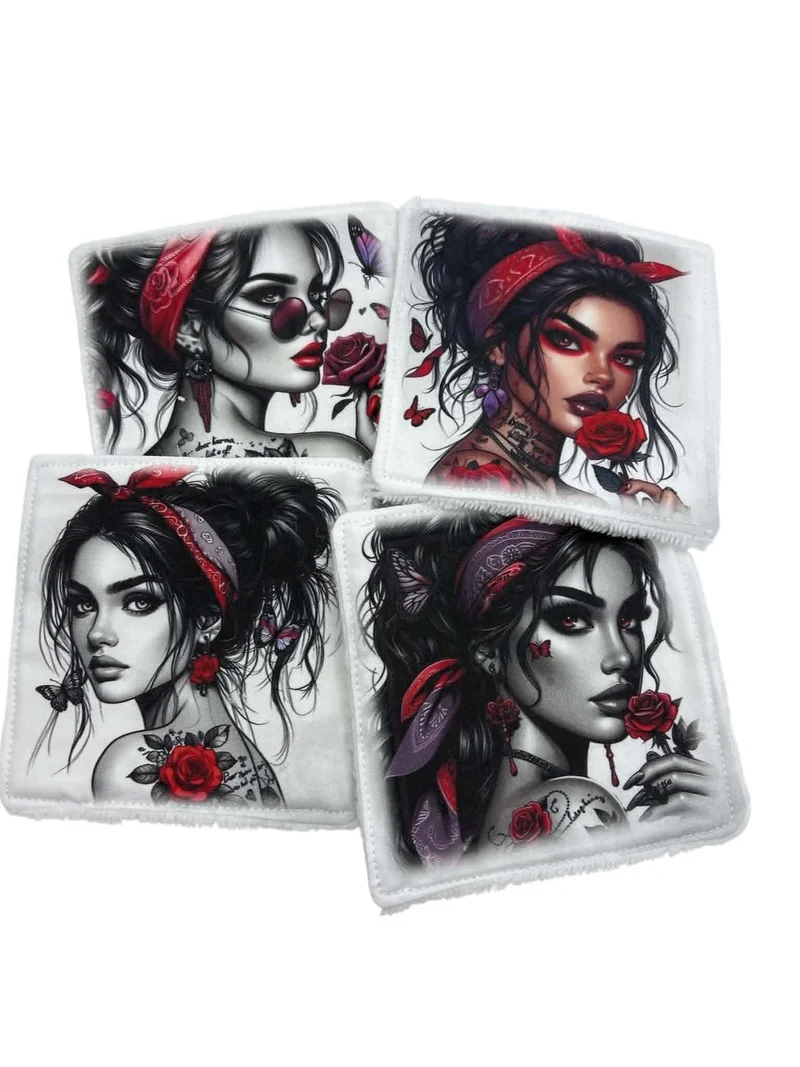 Lot de 4 lingettes lavables " Femme"