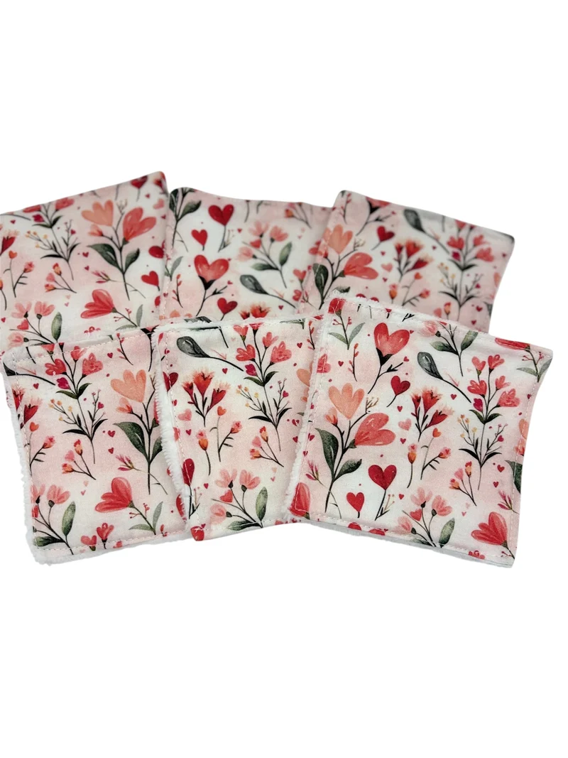 Lot de 4 lingettes lavables " Cœur "