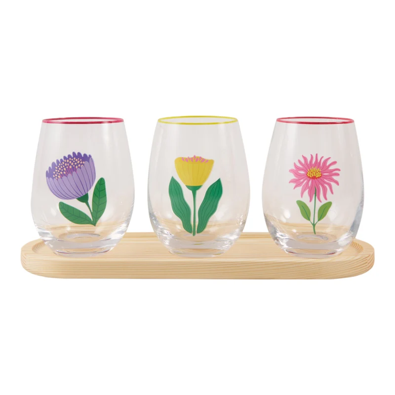 Stemless Glasses With Paddle, 500-ml, 4 Piece