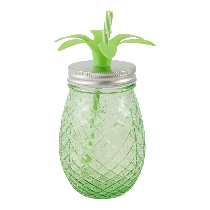 Pineapple Mason Jar With Straw