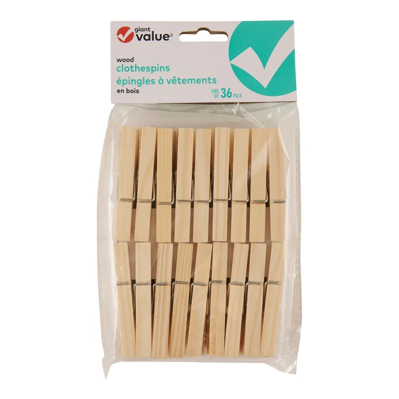 Giant Value Wood Clothespins, 36 Pack