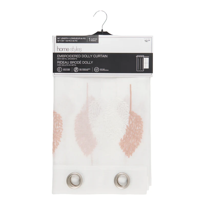 HomeStyles Embroidered Dolly Curtain with Grommets, 54-in x 84-in.