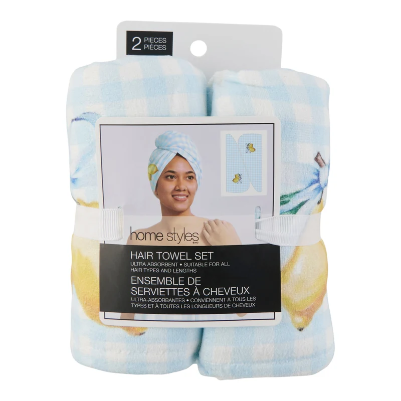 Hair Towels, 10-in x 25-in, 2 Pack.