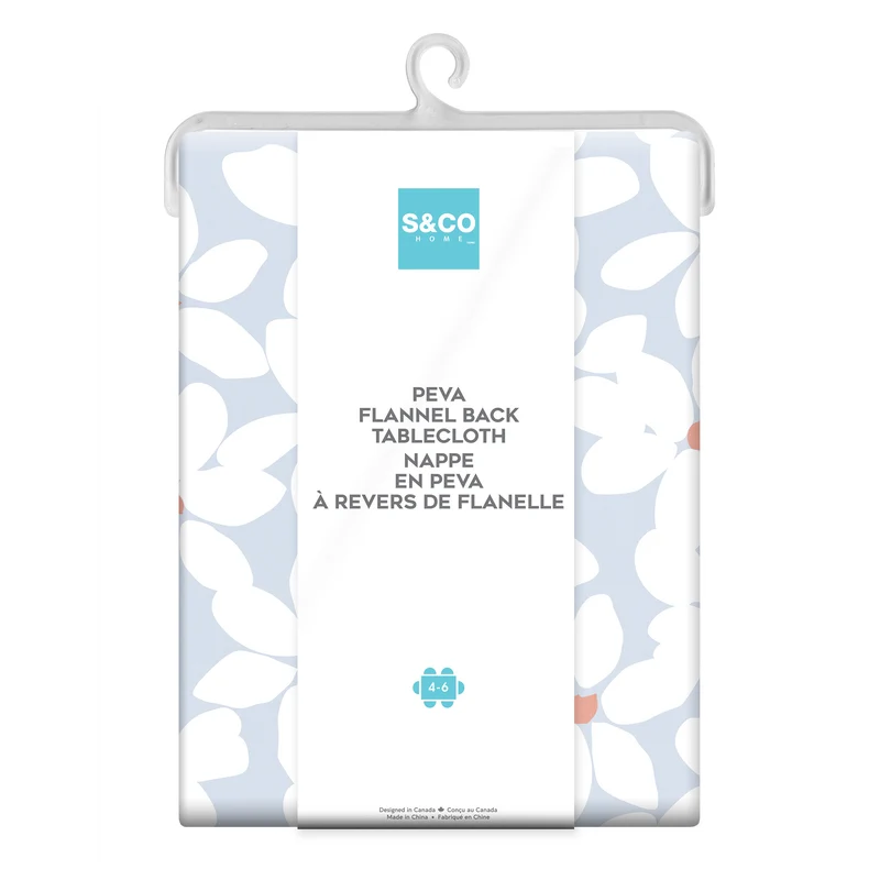 Floral Printed PEVA Tablecloth, 60-in x 84-in.