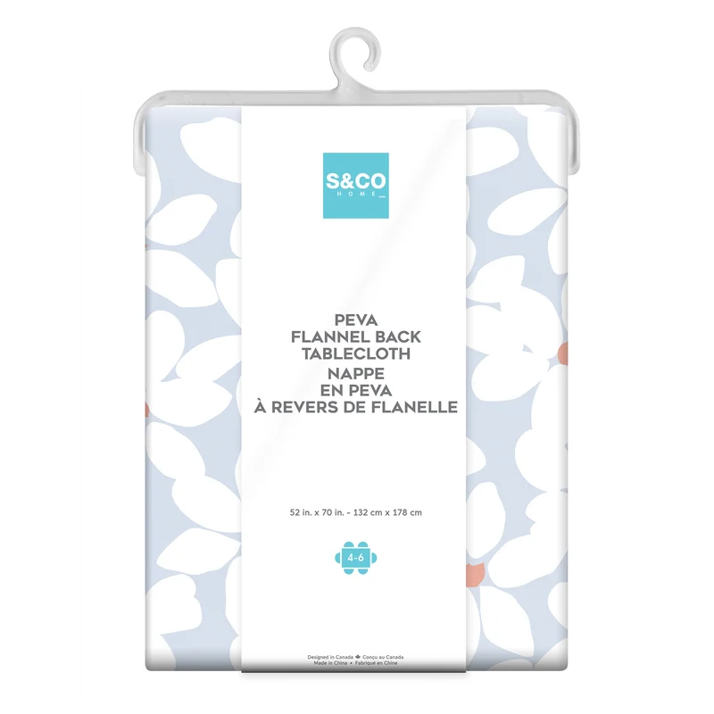 Floral Printed PEVA Tablecloth, 52-in x 70-in.