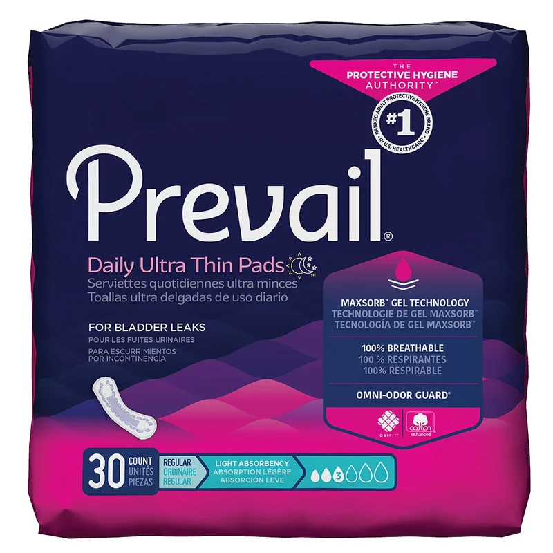 Prevail Daily Ultra Thin Pads for Bladder Leaks, 30-Pack
