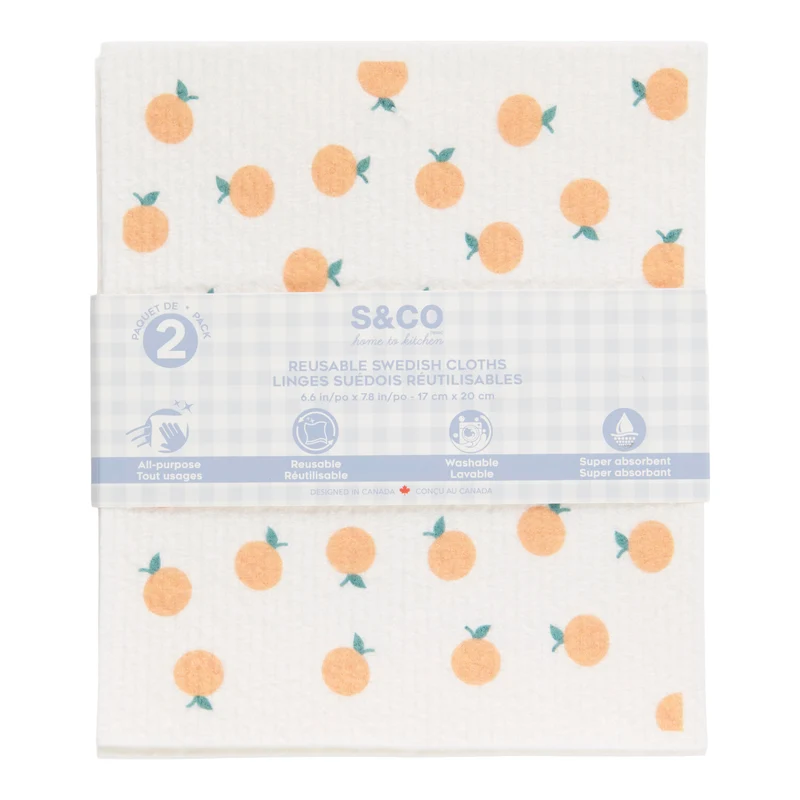 Swedish Dishcloths, 6.6-in x 7.8-in, 2 Pack