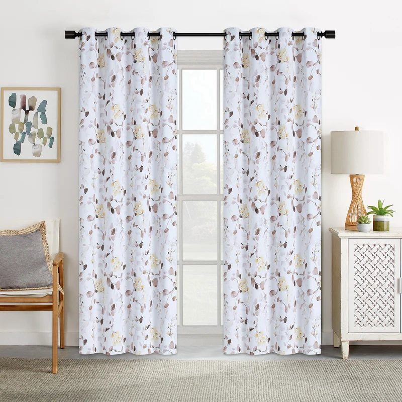 HomeStyles Printed Room Darkening Curtain with Grommets, 52-in x 84-in.