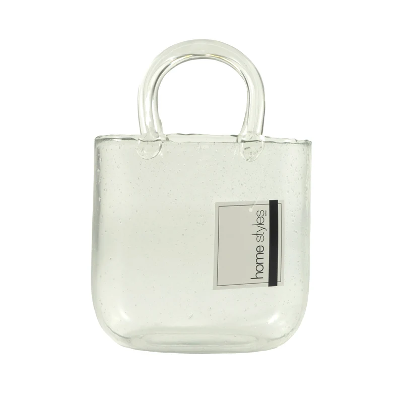 HomeStyles Glass Bag Vase, 8-in x 4.3-in x 10-in.