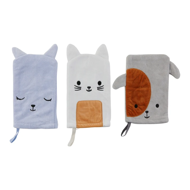 HomeStyles Kids Wash Mitts, 3 Pack