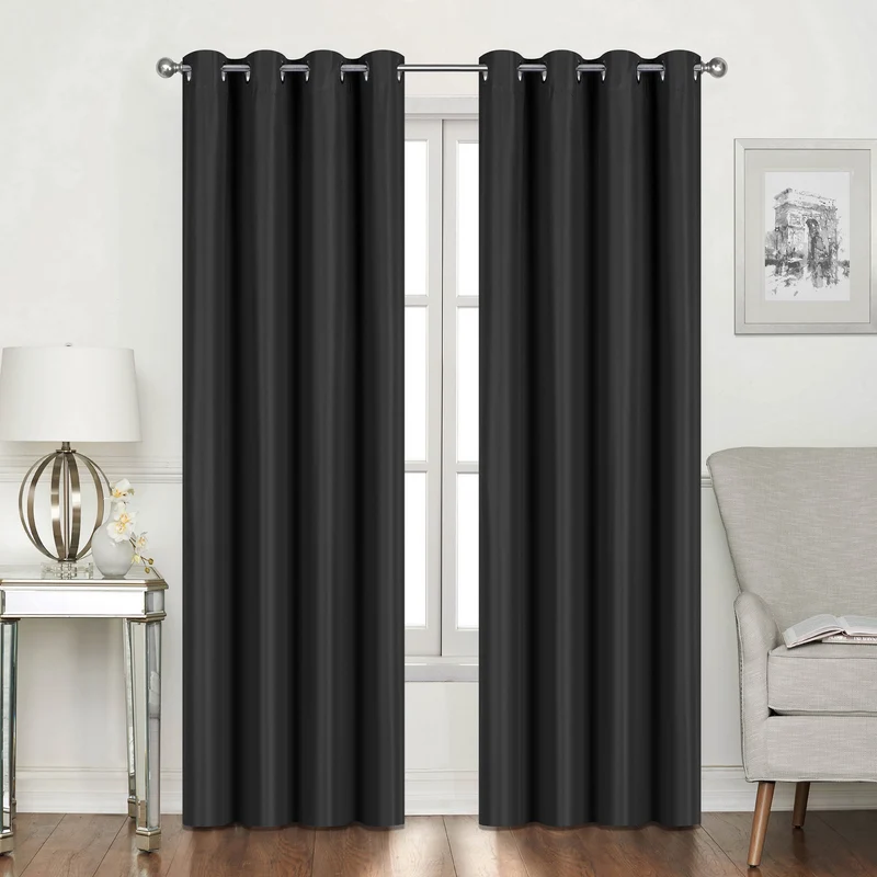 Room Darkening Faux Silk Curtain with Grommets, 52-in x 84-in.