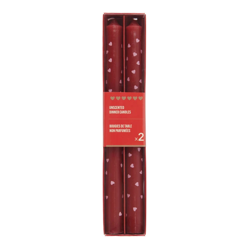 Taper Candles with Hearts, 10-in, 2 Pack
