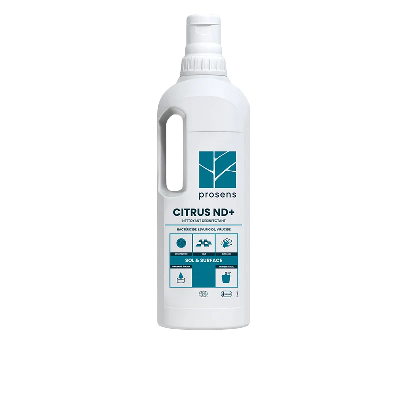 NETTOYANT DESINFECTANT CONCENTRE MULTI SURFACES CITRUS ND+ ECOCERT 1L DOSEUR