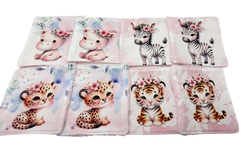 Lot lingettes bébé lavables " petit cocoon" éponge bambou rose