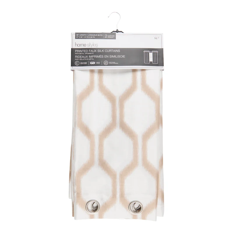HomeStyles Printed Faux Silk Curtains with Grommets, 37-in x 96-in, 2 Pack