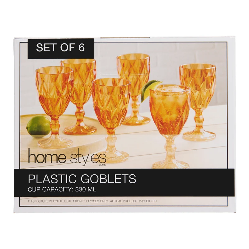 HomeStyles Plastic Goblet Set, 6 Piece