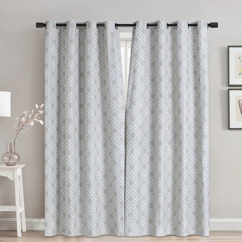 Blackout Faux Linen Magnetic Closure Curtain with Grommets, 52-in x 84-in.