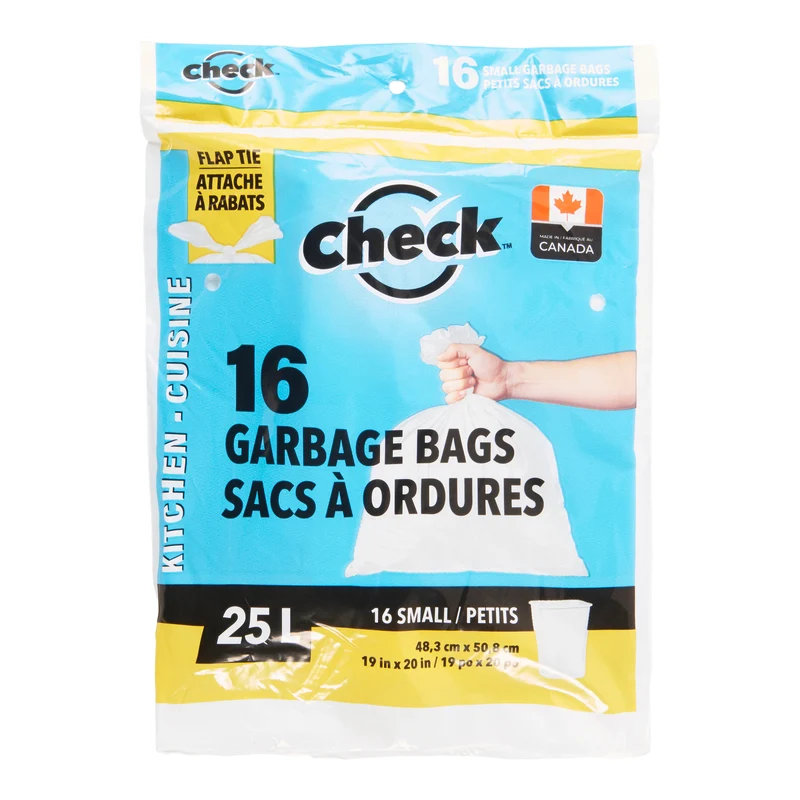 Check Garbage Bags, Small, 16-Pack