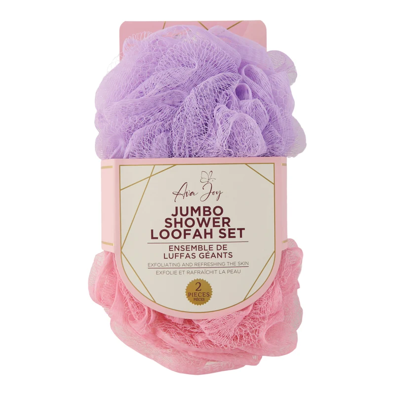 Ava Joy Larger Shower Loofah Set, 2-Pack