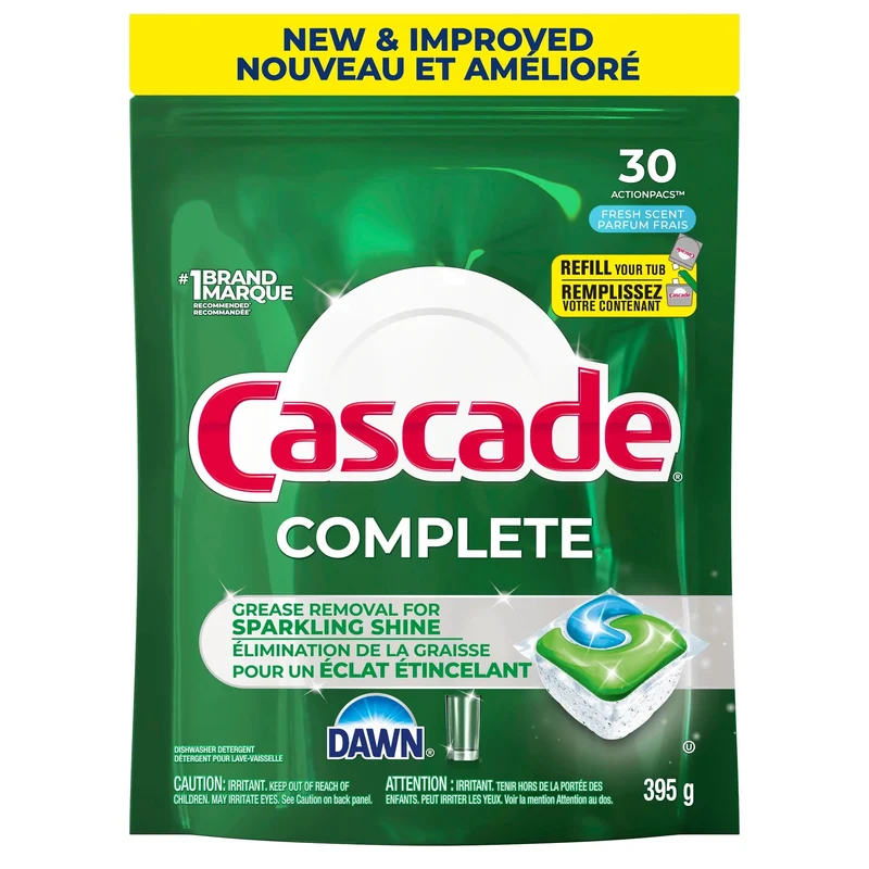 Cascade Complete Dishwasher Pods, Fresh Scent, 30-Pack