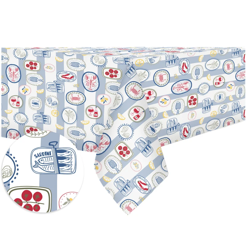 Ocean Side PEVA Tablecloth, 52-in x 70-in.