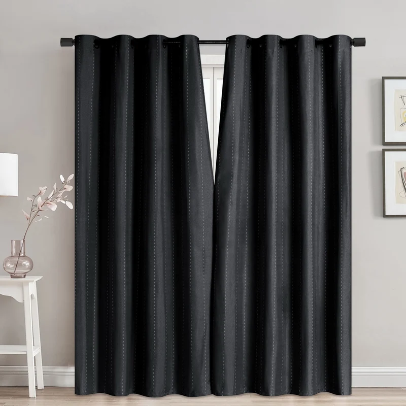 Faux Linen Blackout Curtain with Grommets, 52-in x 84-in.