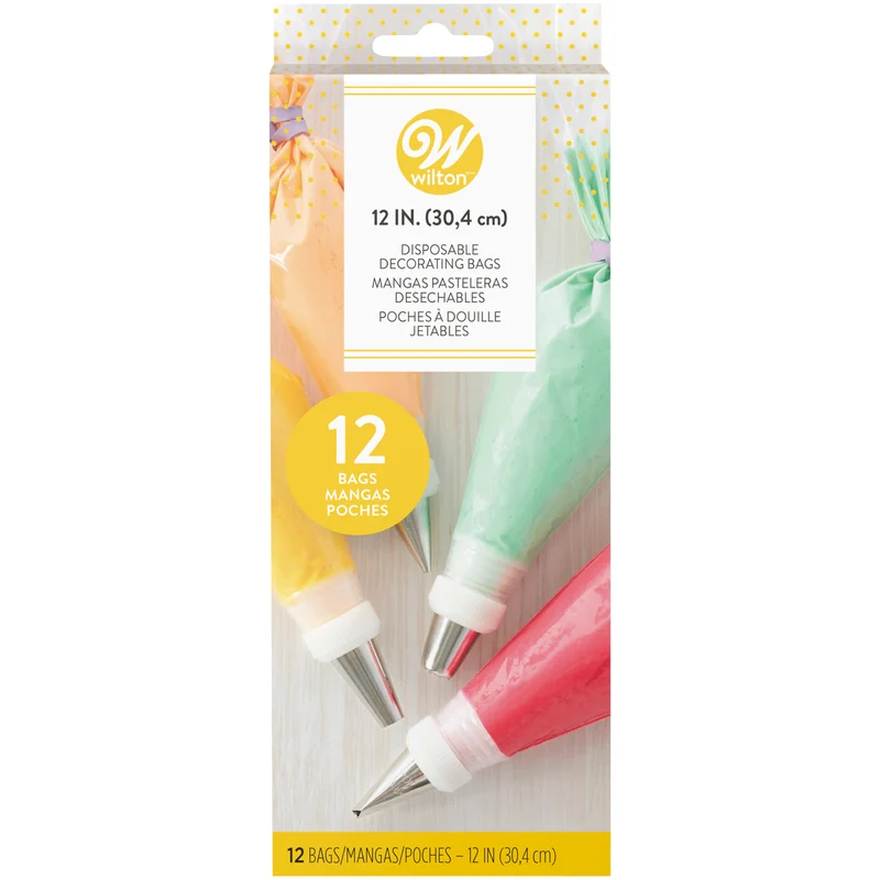 Wilton Disposable Icing Bags, Clear, 12-in, 12-Pack