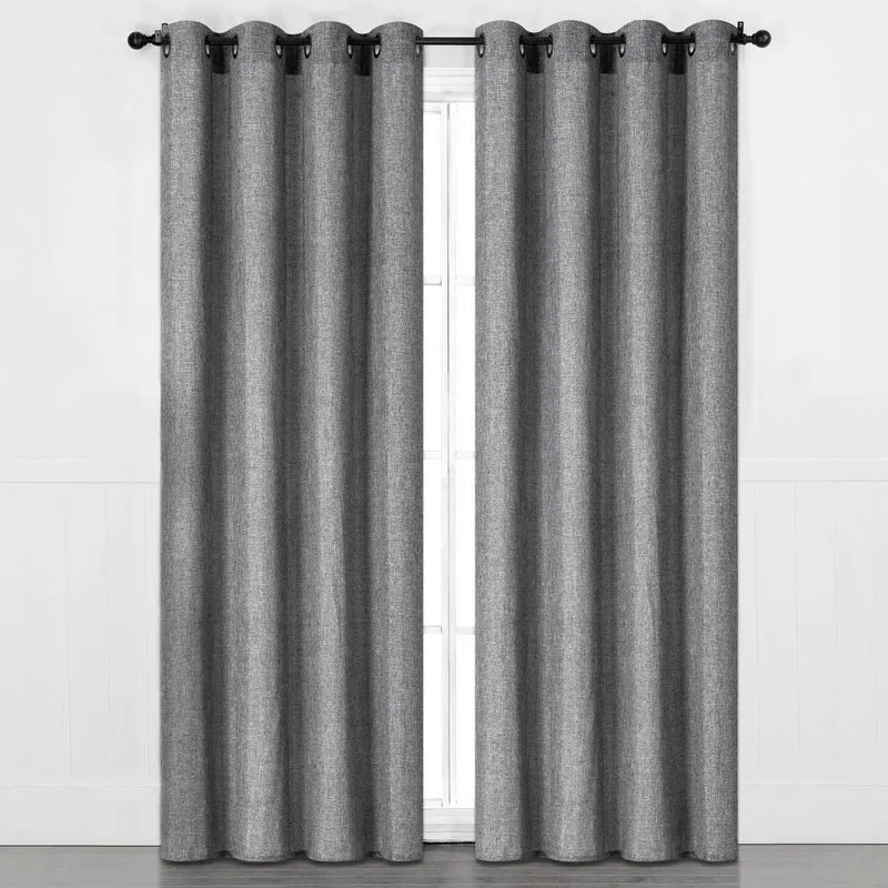 Faux Linen Curtains with Grommets, Assorted, 54-in x 84-in, 2 Pack