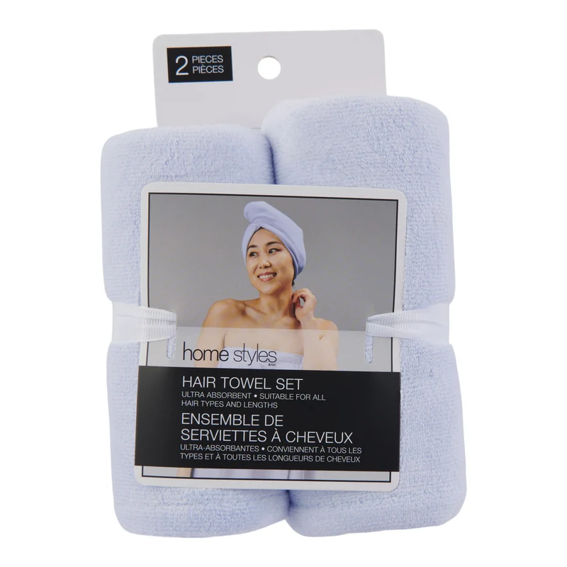 HomeStyles Solid Hair Towel, 2-Pack