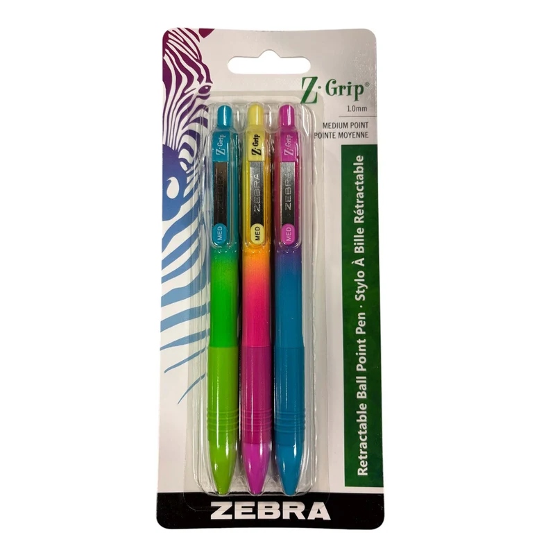Zebra Z-Grip Soft Touch Retractable Ballpoint, 3 Pack