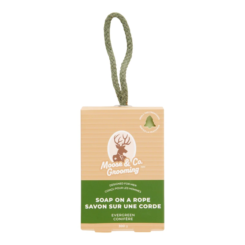 Moose & Co. Grooming Soap on a Rope, Woodland Pine