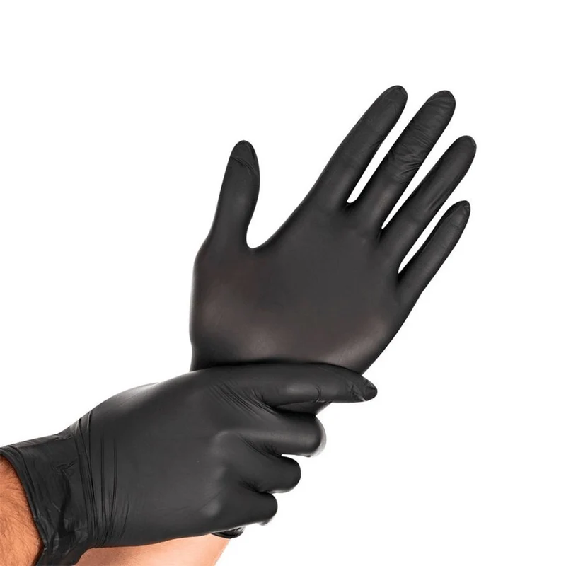 Gants en nitrile noir non poudrés S/M/L/XL (boîte de 100)
