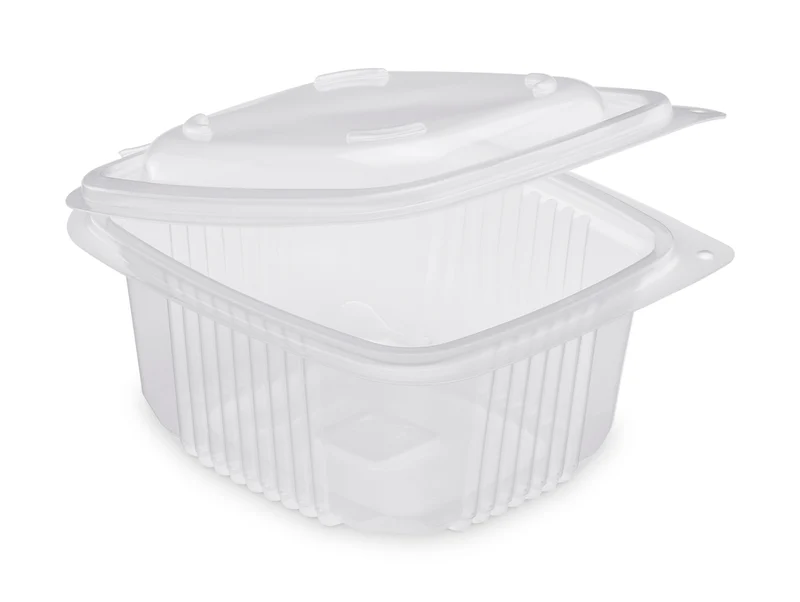 BOÎTE À COUVERCLE CHARNIÈRE PLASTIQUE POLYPROPYLÈNE 500ML TRANSPARENT X600