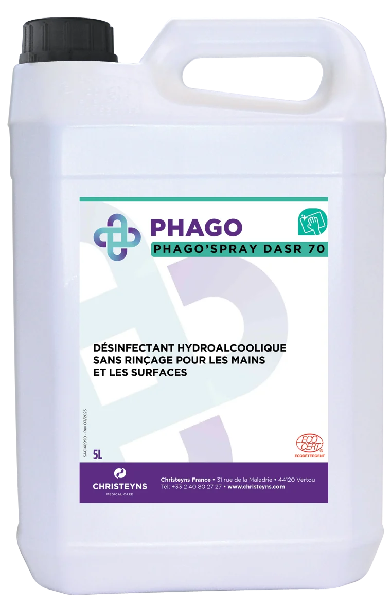 DESINFECTANT SANS RINCAGE PHAGO SPRAY DASR ECOCERT 5L