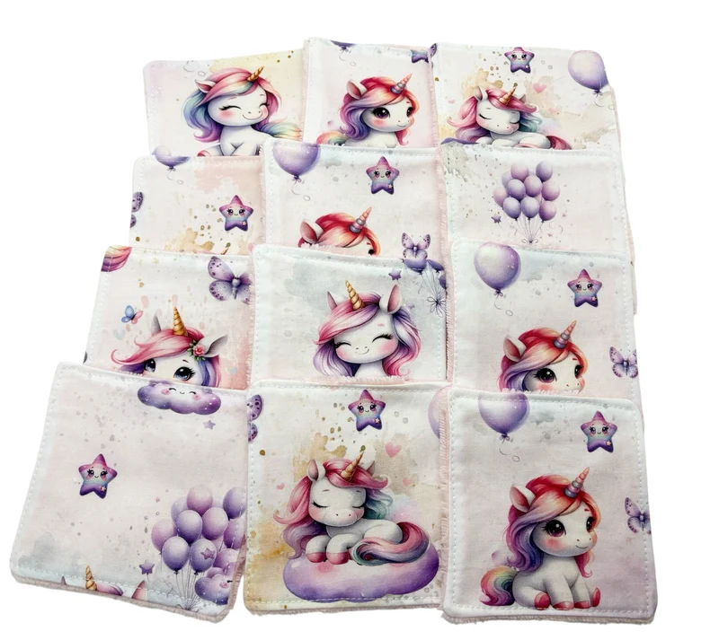 Lot de 5 lingettes lavables Licornes