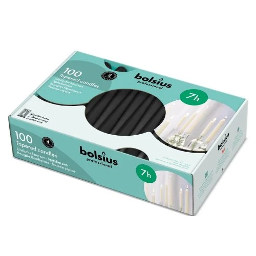 Bougie flambeau noir 24cm Bolsius (100pc)