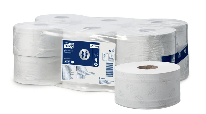 PAPIER TOILETTE MINI JUMBO TORK® ADVANCED T2 BLANC 180M 2 PLIS ECOLABEL X12