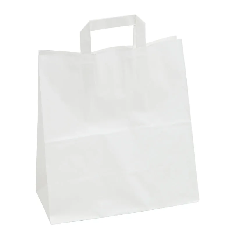 SAC POIGNÉES PLATES PAPIER 26+14X29CM BLANC X250