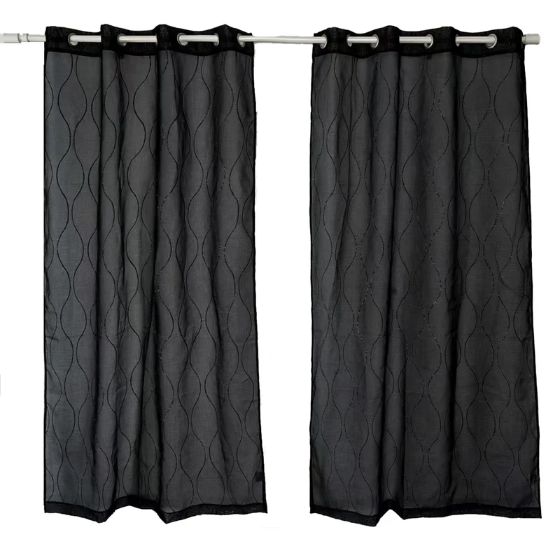 HomeStyles Embroidered Sheer Curtain, 52-in x 84-in, 2 Pack