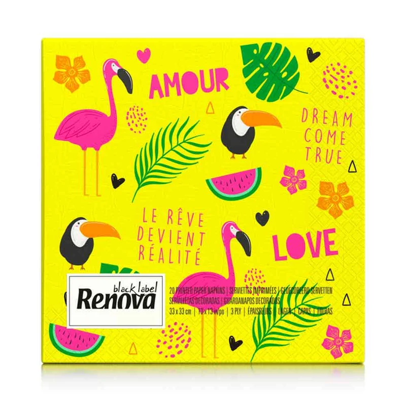 Renova Print Napkins Love, 20-Pack