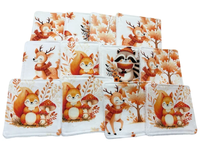 Lot de 5 lingettes lavables animaux