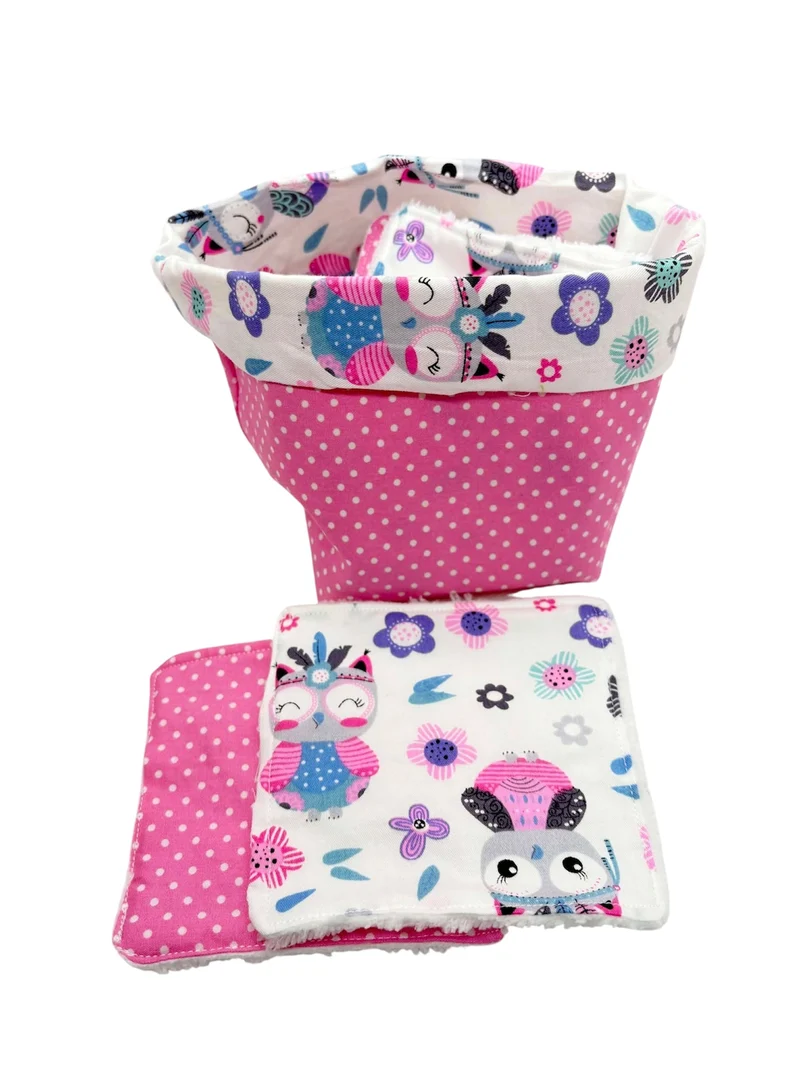 Lingettes lavables ( 8 lingettes) bébés & panière zéro déchet