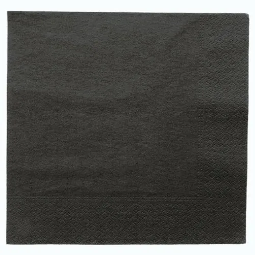 Serviette de table en cellulose 40x40cm noir 2 plis - 2000 pcs