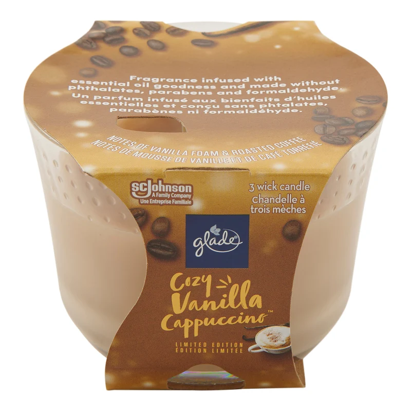 Glade 3-Wick Candle Cozy Vanilla Cappuccino