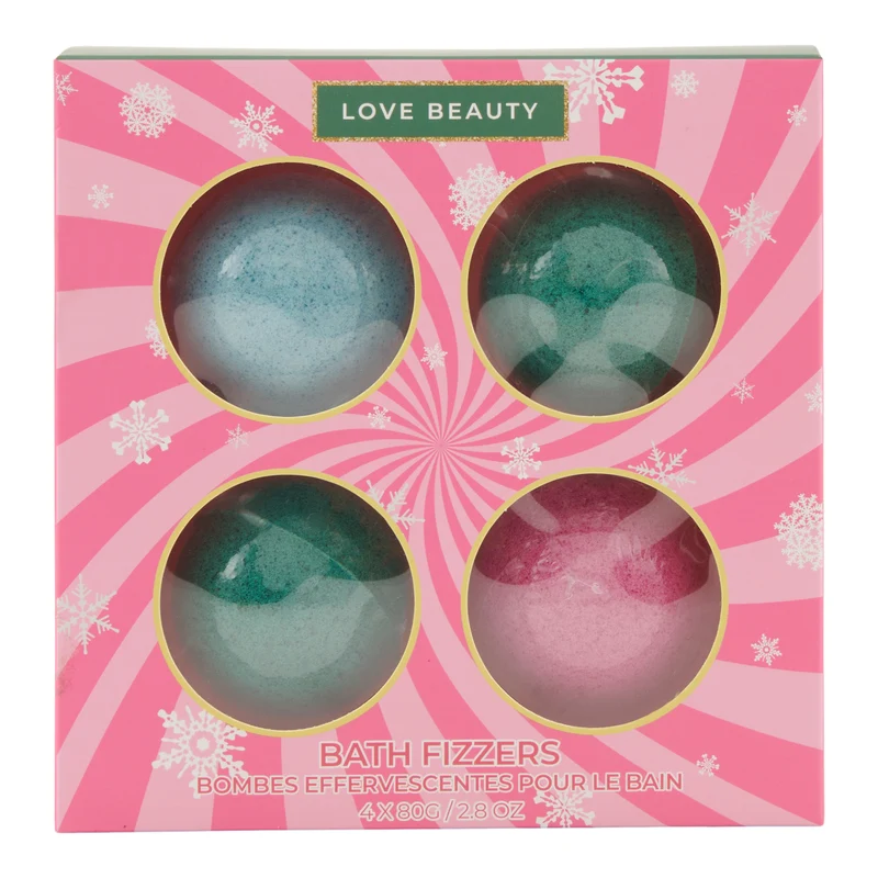 Love Beauty Holiday Bath Bombs, 4-Pack