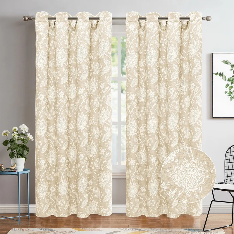 Printed Room Darkening Curtain with Grommets, 52-in x 84-in.