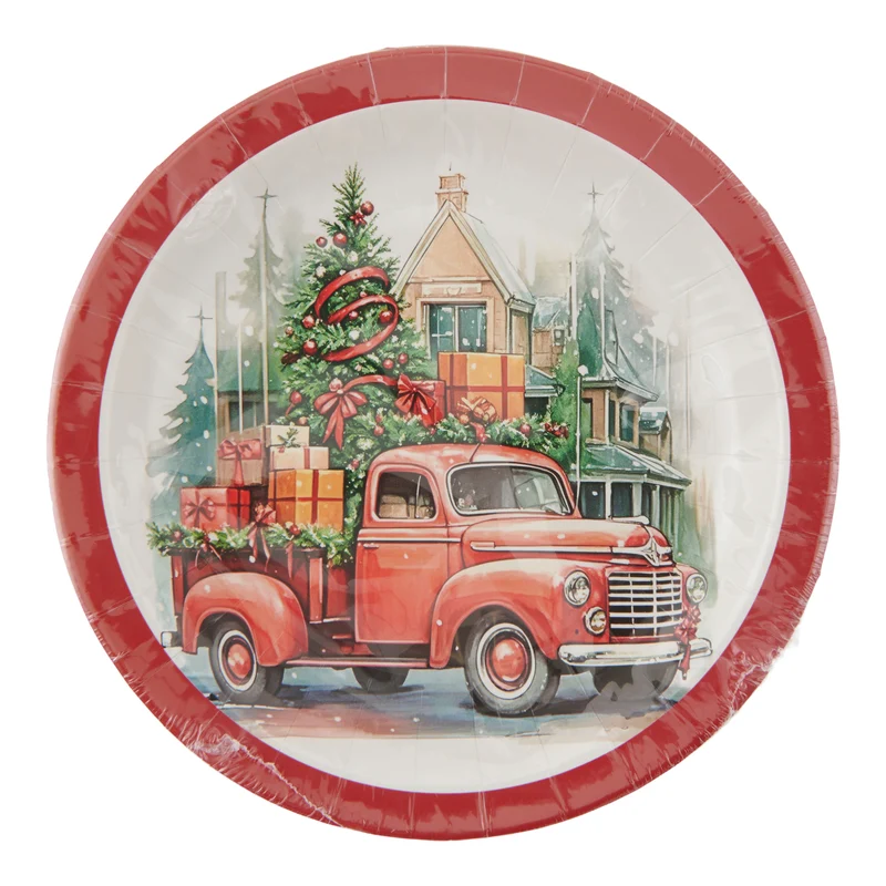7-in Christmas Paper Plates, 12-Pack
