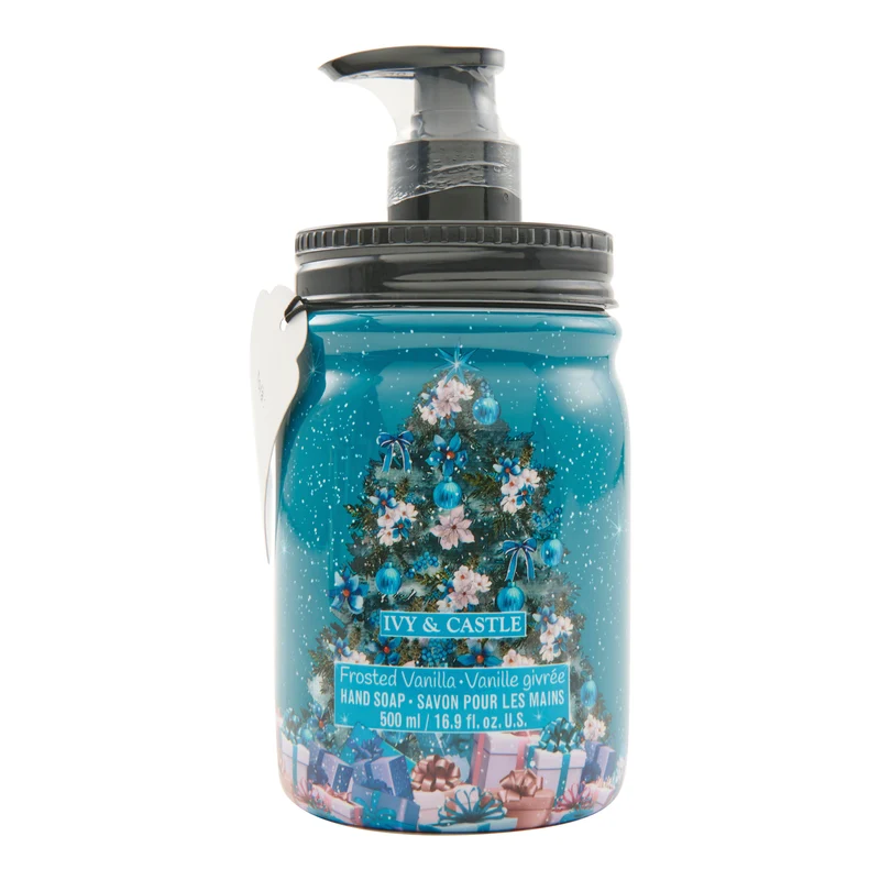 Ivy & Castle Christmas Mason Jar Hand Soap, Assorted, 500 ml