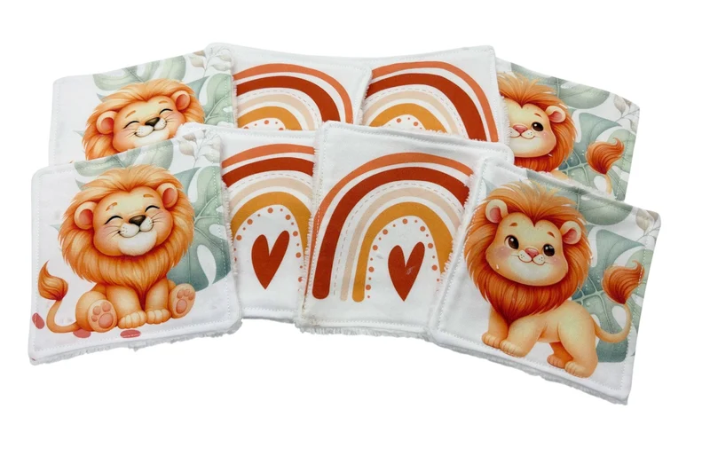 Lot de 4 lingettes lavables lions
