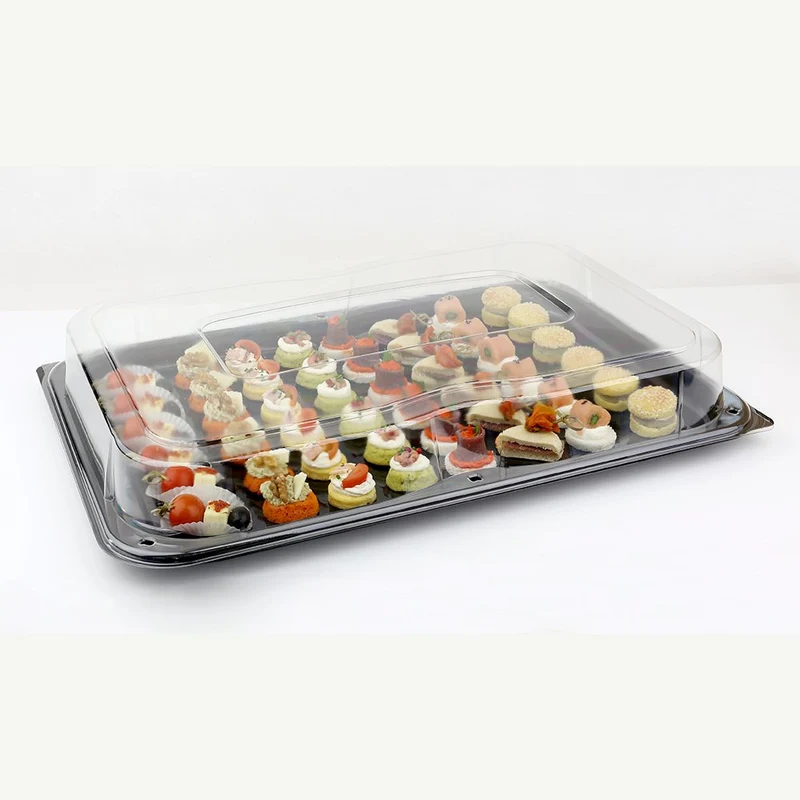 SABERT - Plateau noir 55x37cm avec couvercles 25Pc